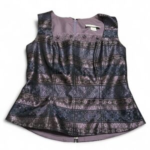 David's Bridal Black and Purple Brocade Blouse